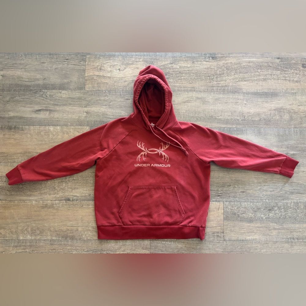 Under Armour teen size XL rust orange antler pullover long sleeve hoodie sweater